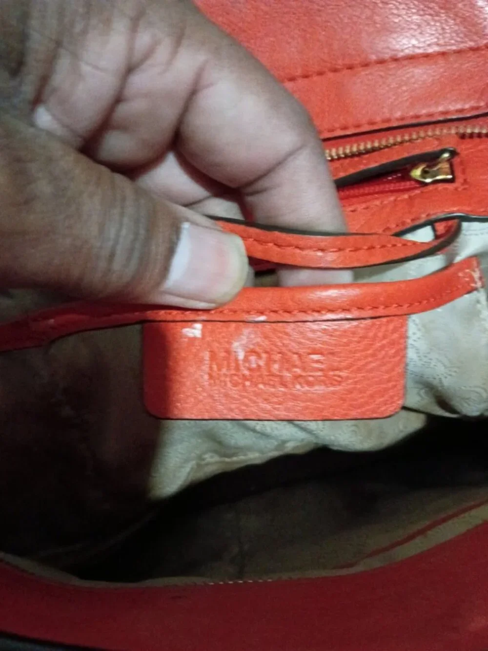 Michael Kors Mandarin Sophie Leather Satchel Large Zip Top Bag Tote Satchel Red - Picture 14 of 16